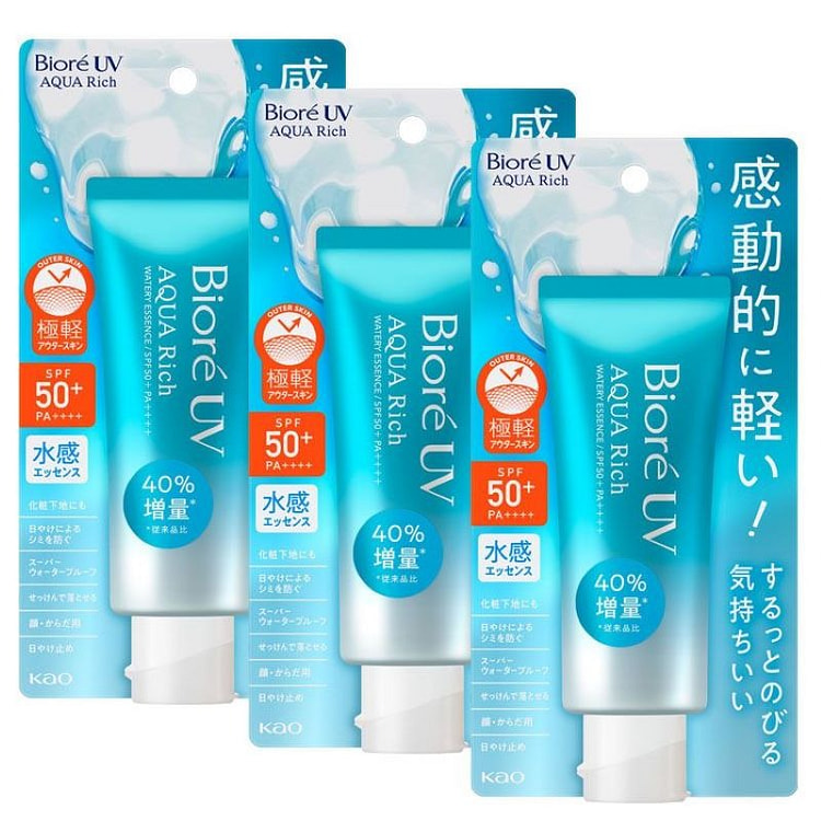 花王碧柔 UV 水润滋润精华 SPF50+ PA++++ 70g 防晒霜 3 件装