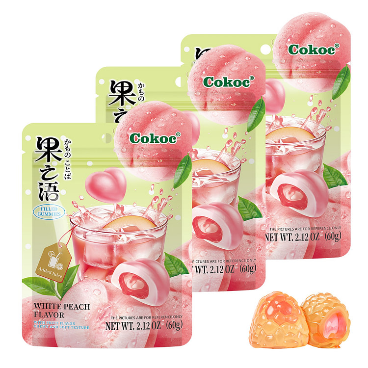 Cokoc4D 爆浆白桃软糖 (3包) 6.3oz 180 克