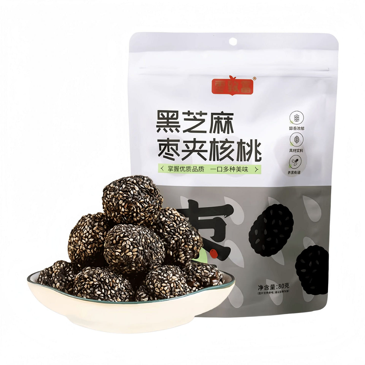 Black Sesame Date Stuffed with Walnut 80g*5 Bags 400 g