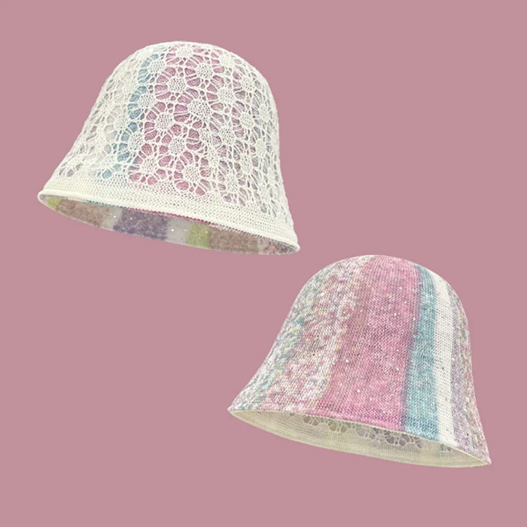 Double Sided Knitted Hat Pink F