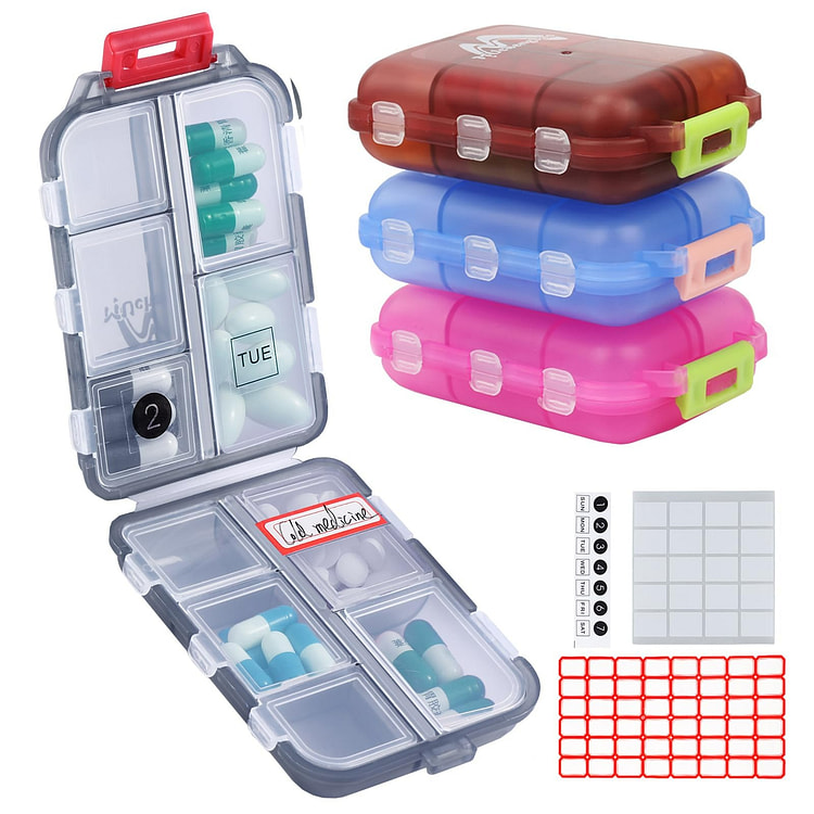4PS Travel Pill Organizer Daily Pill Container Use 1 each