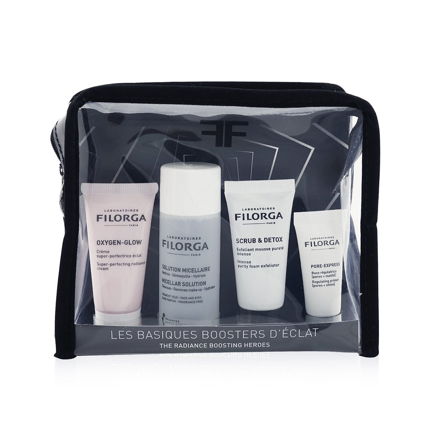 Filorga The Radiance Boosting Heroes Set: Oxygen Glow Cream 15ml + Micellar Solution 50ml + Scrub & Detox 15ml + Pore-Extress Primer 7ml 4pcs 4 each