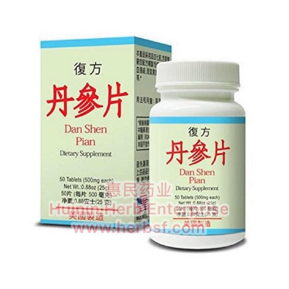 Lucky Mart Fu Fang Dan Shen Pian for Pain relief Stop bleeding 50tablet 1 box