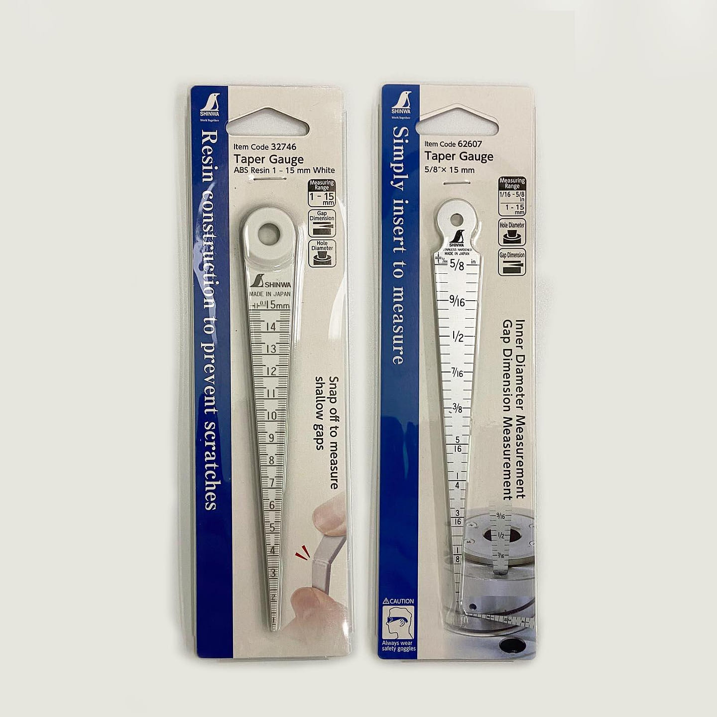 Shinwa Taper Gauge 5/8×15mm 1PC and aper Gauge ABS Resin 1-15mm Made in Japan 1 each