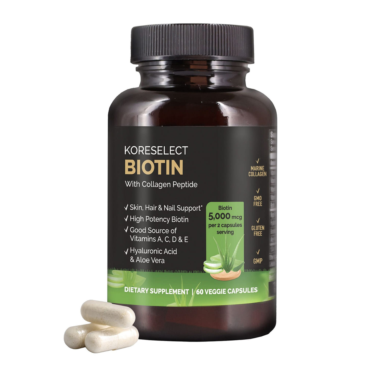 生物素膠原蛋白肽膠囊 60 粒 0.16 磅