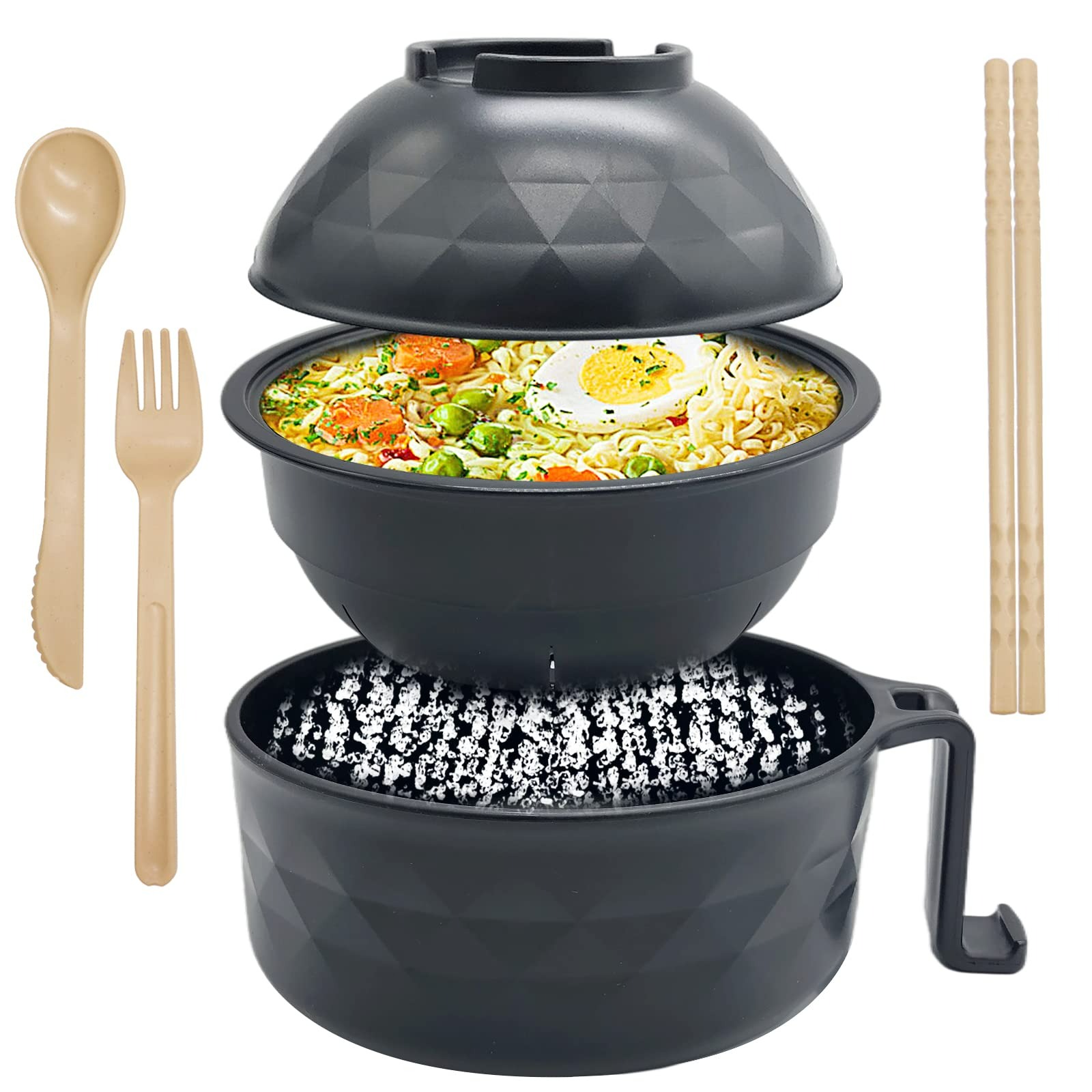 Get 33oz Microwave Ramen Cooker,Ramen Bowl Set,Instant Noodles Bowl