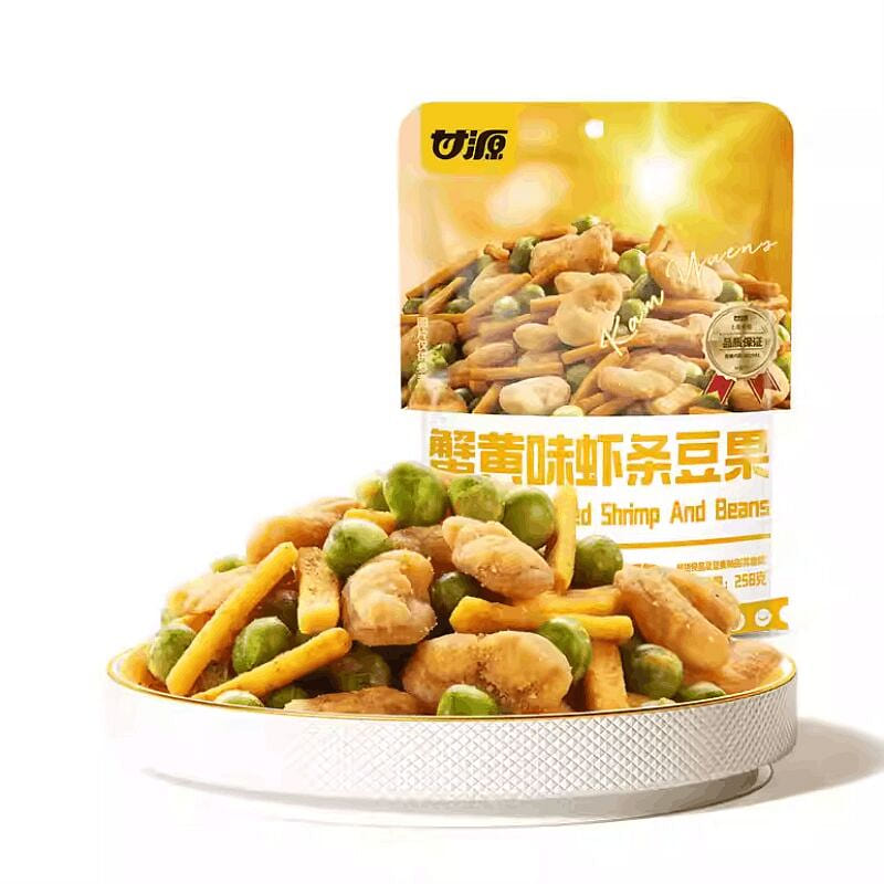 甘源蟹黄味虾条豆果蚕豆兰花豆办公室解馋零食258g 285 克