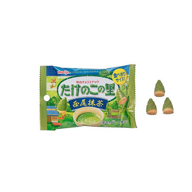 Meiji Bamboo shoot shaped Nishio Matcha chocolate biscuits 30g