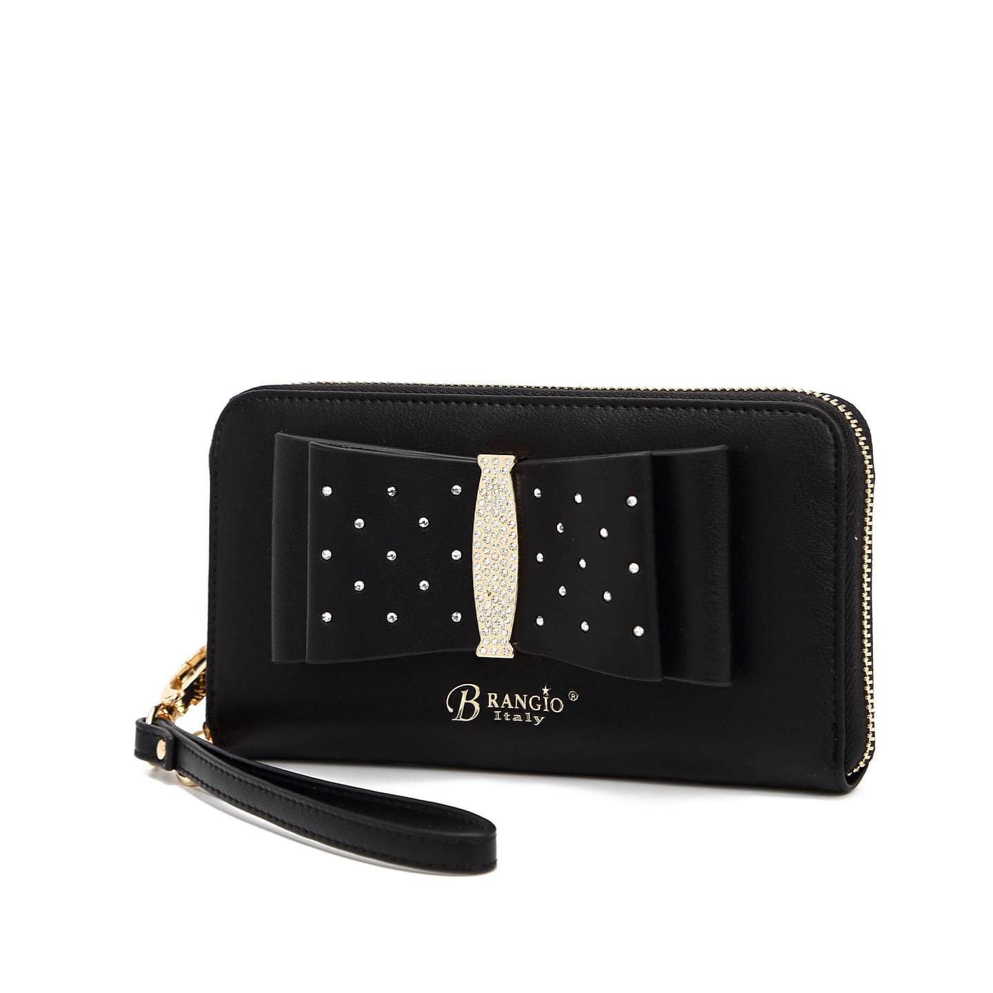 Ribbon Romance Multi-Pocket Rhinestone Black Wallet [RKW4268-BK] 1 each