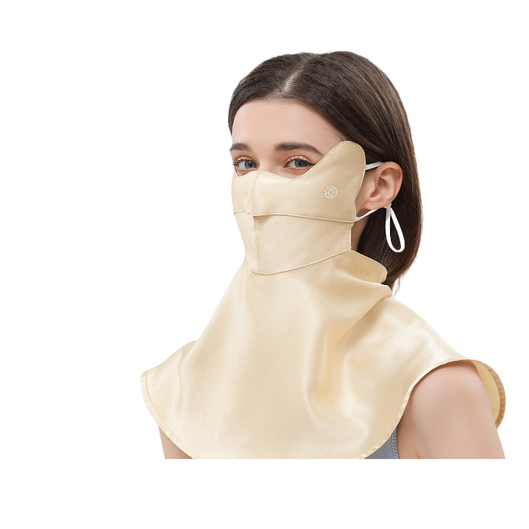 Silk Sunscreen Neck Mask Champagne Gold 23 * 35cm 1 box