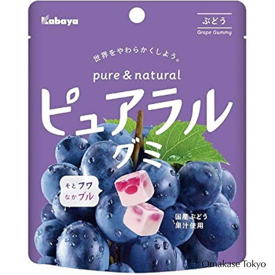Kabaya Foods Pure Ral Gummy Grape 58 グラム