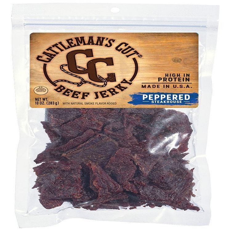 Cattleman's Cut 胡椒味牛肉干，283g，天然牛肉干，无添加剂，完整牛肉干切割而成，拒绝碎肉加工，USDA健康认证，美国仓库发货，包邮，