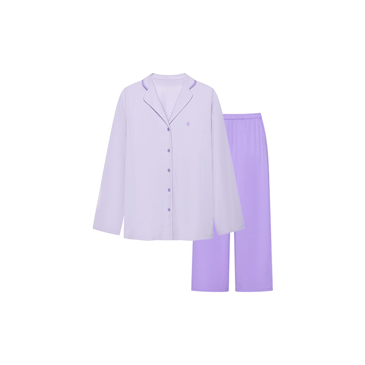 China Direct Mail Ubras Cotton Series Solid Color Open Front Long sleeved Pants Set (Women’s) – Long Qing Purple M 100 g