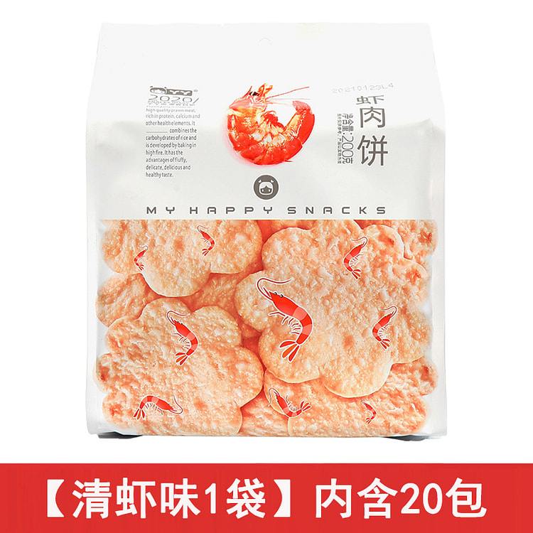 丫丫 虾肉饼清虾味独立包装雪米饼干 180g*1袋