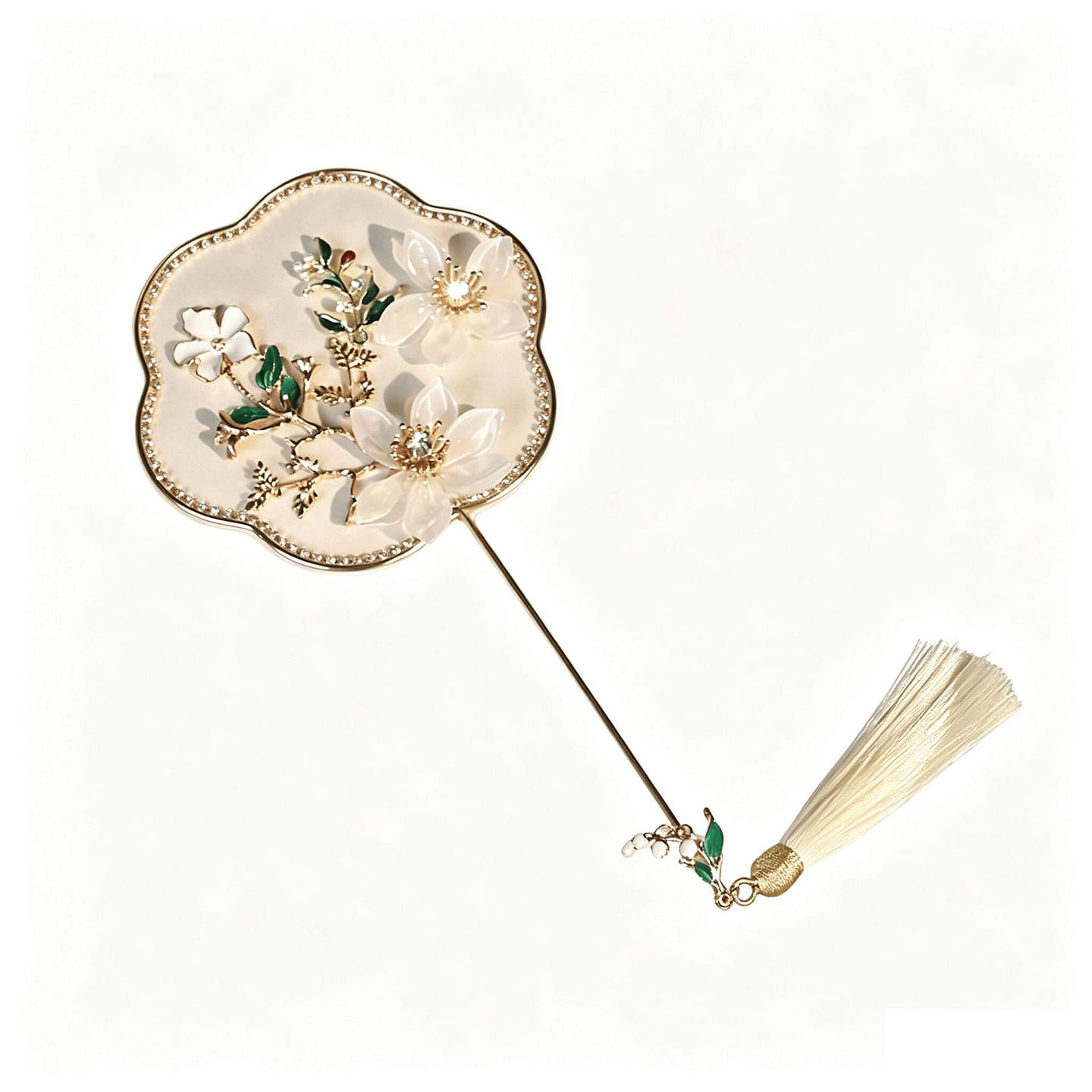 Chinese-style Xiuhe Small Round Fan – Creamy White 1 count