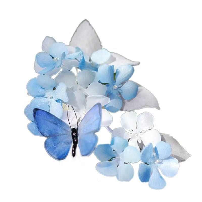 Snowstorm Heat Shrink Flower Pin Blue Butterfly-Butterfly Hair Pin S 1 each