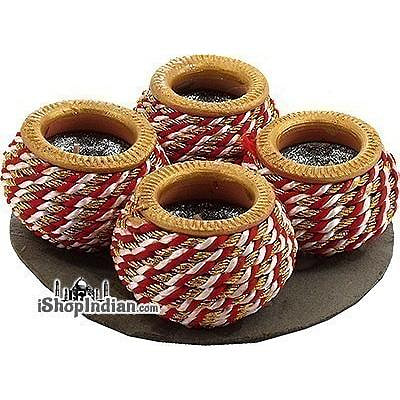 Dandiya Matki Diya (Red) - 4 Pack