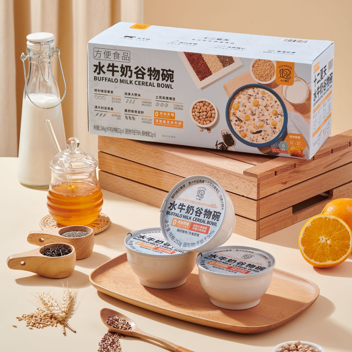 Twelve summer buffalo milk cereal bowl honey version 252g * 6 bowls [0 sucrose n 252 g