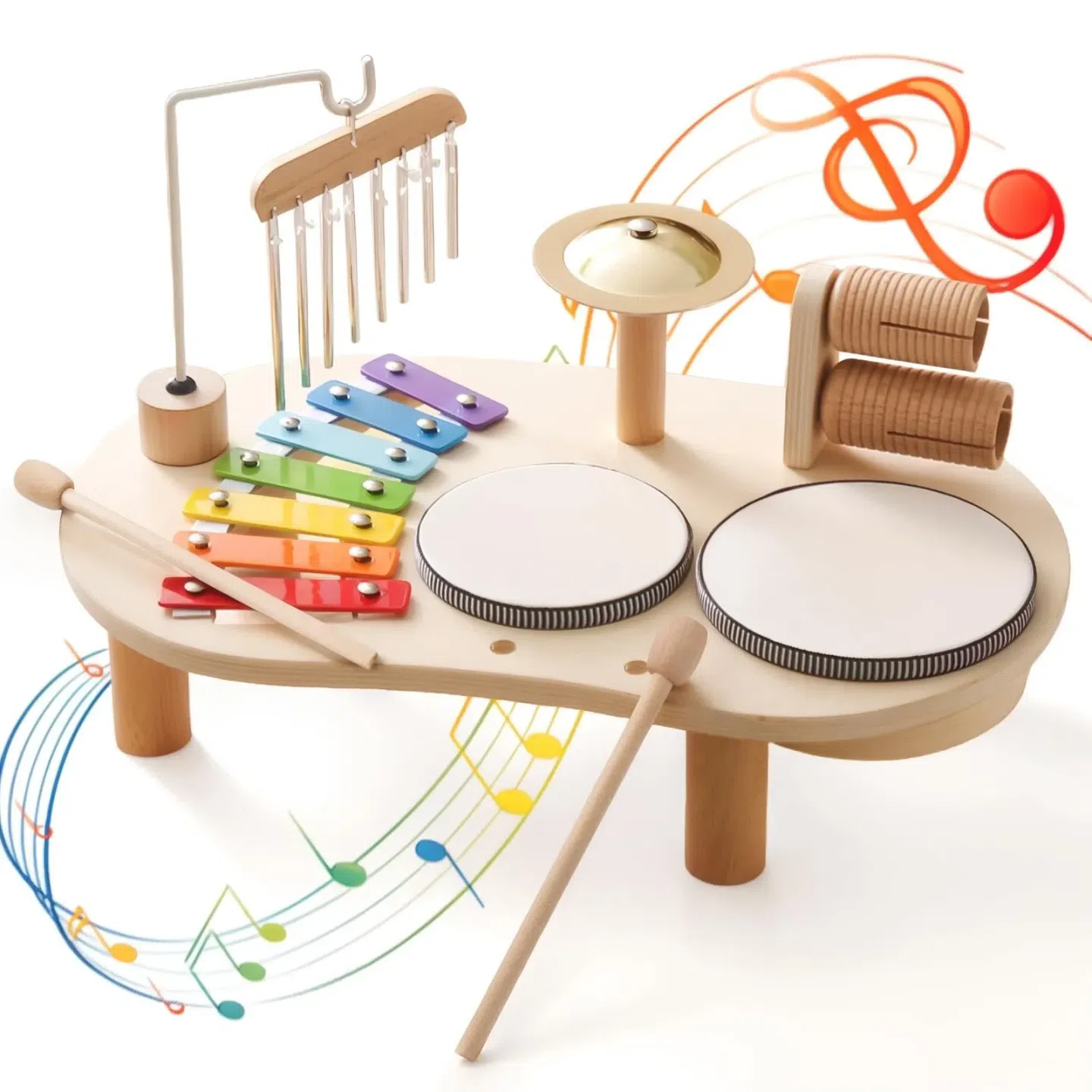 Wooden Drum Set for Toddlers 1-3, Musical Percussi 1 box