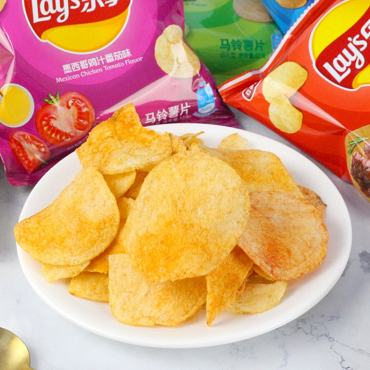 乐事薯片小包办公室吃货解馋小零食休闲食品小吃大礼包【混合口味5包黄瓜 番茄 原味 红烩 烧烤】