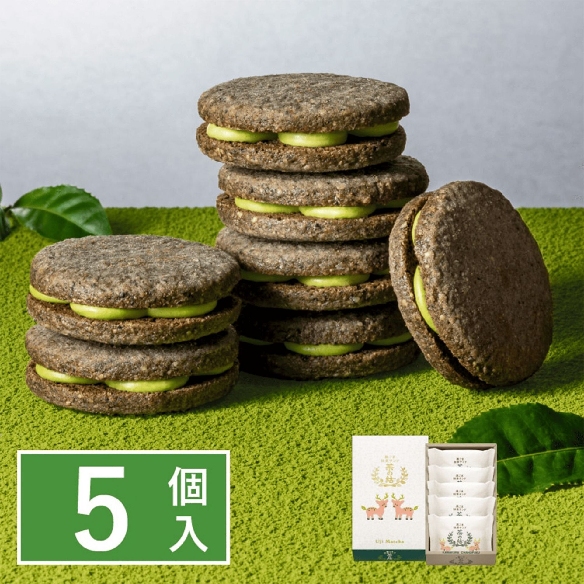 茶の福 黒ごま抹茶サンド 茶の結 5個入 1 個 - Weee!