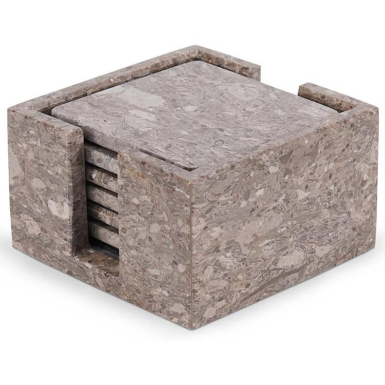 Radicaln Marble Square Coasters with Holder, Ocean