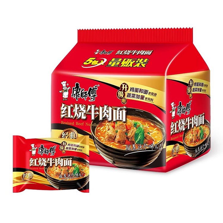 康师傅方便面红烧牛肉面105g*5包