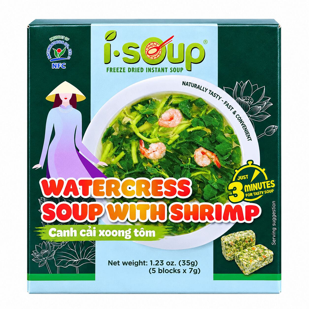 ISOUP Freeze-Dried Watercress Soup with Shrimp 7 g*5 pack