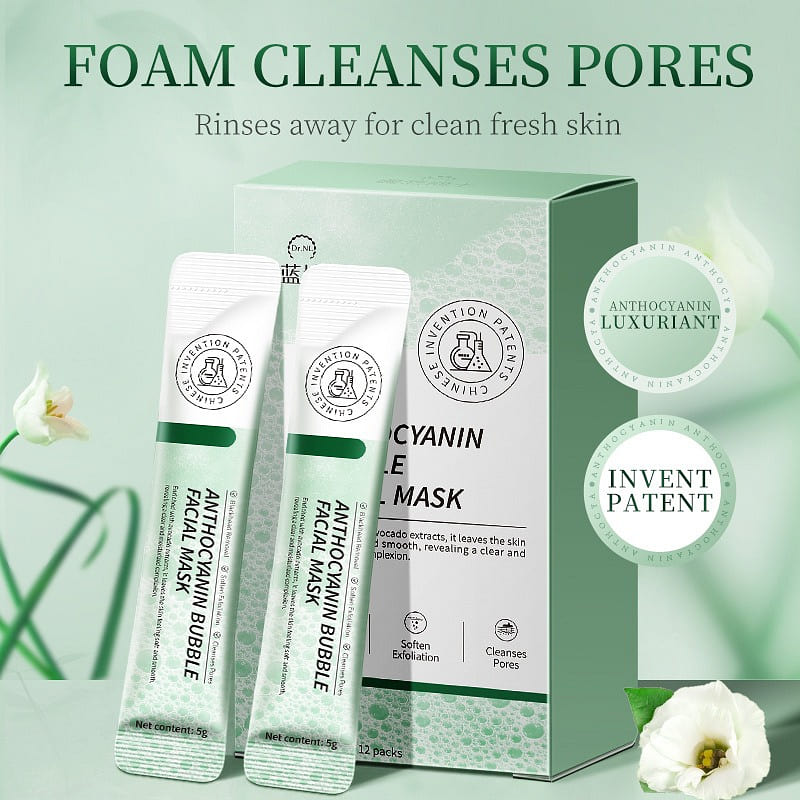 Anthocyanin Bubble Mask:Cleanses pores,Removes bla 1 box