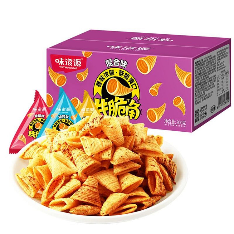 【中国直邮】味滋源 牛脆角 妙脆角 虎牙脆锅巴 混合味 200g/盒