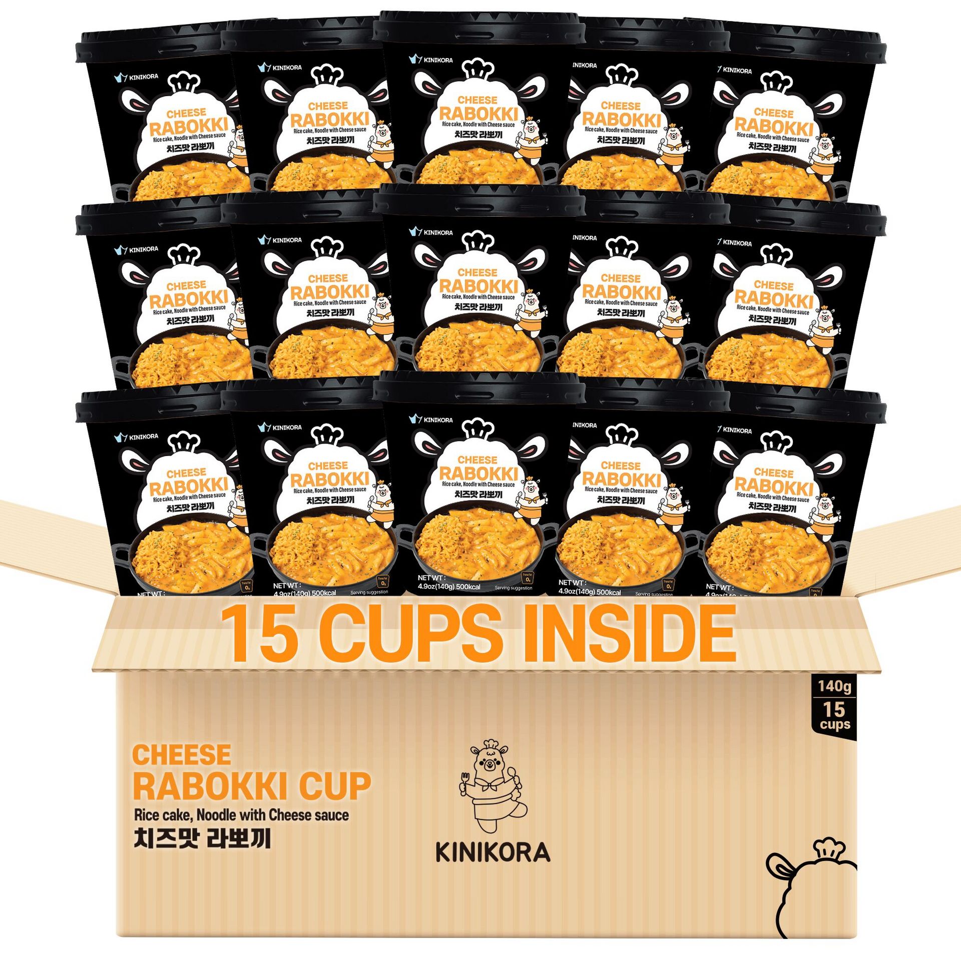 Korean Premium Cheese Rabokki Cup 15-Pack 15 gói
