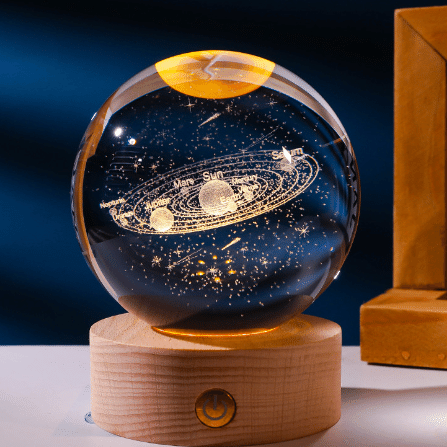 3D Solar System crystal Ball Nightlight 8cm Decolamp Solar System 1 count