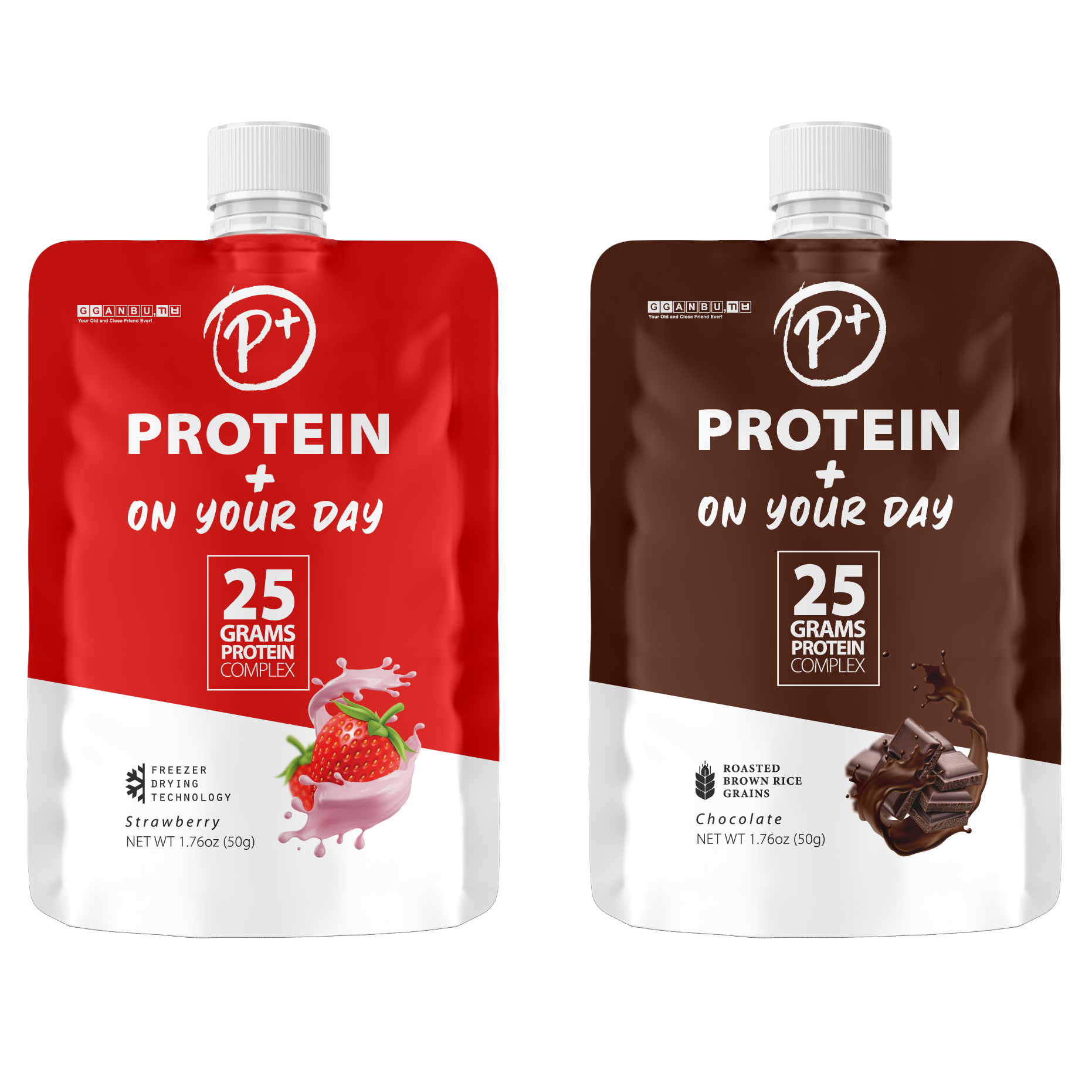 P+ Protein+On Your Day Whey Protein Individual Pouch (Chocolate & Strawberry) 14 count