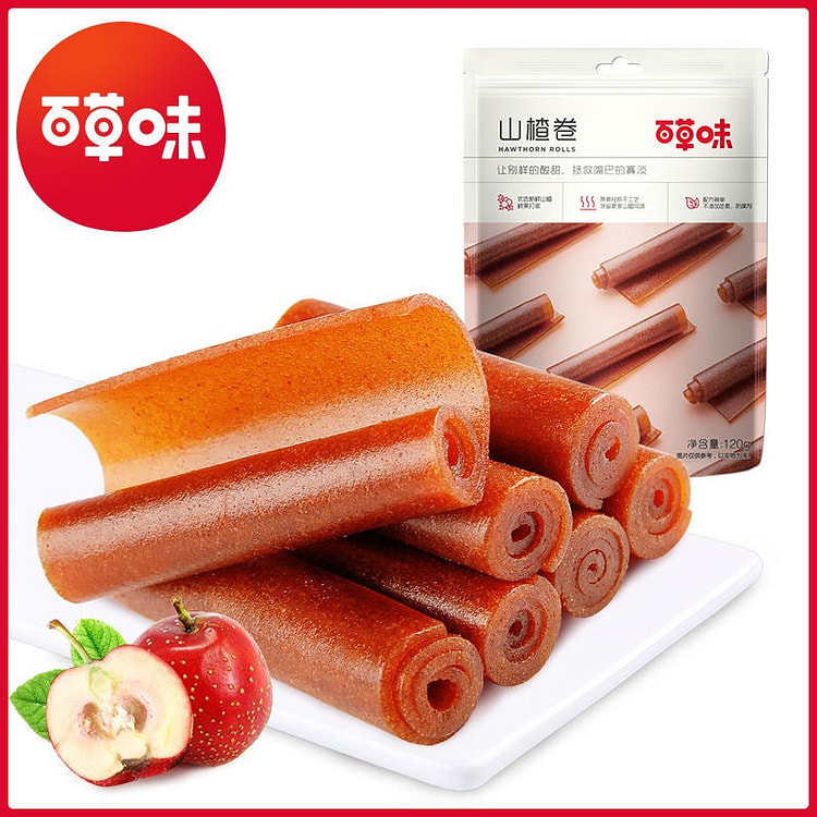百草味健康零食【山楂卷*1包】酸酸甜甜果脯蜜饯 果丹皮山楂卷 自然成熟0防腐剂0香精色素 儿童小零食 (min 2)