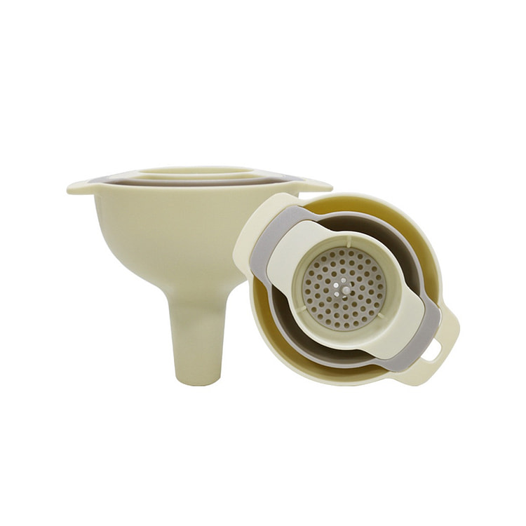 倒油漏斗液体分装过滤器多功能四合一漏斗套装-米白色 1 盒
