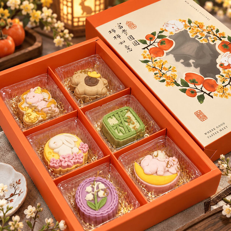 White Bean Paste Crust Mooncakes Gift Box (6 pcs) 1 each