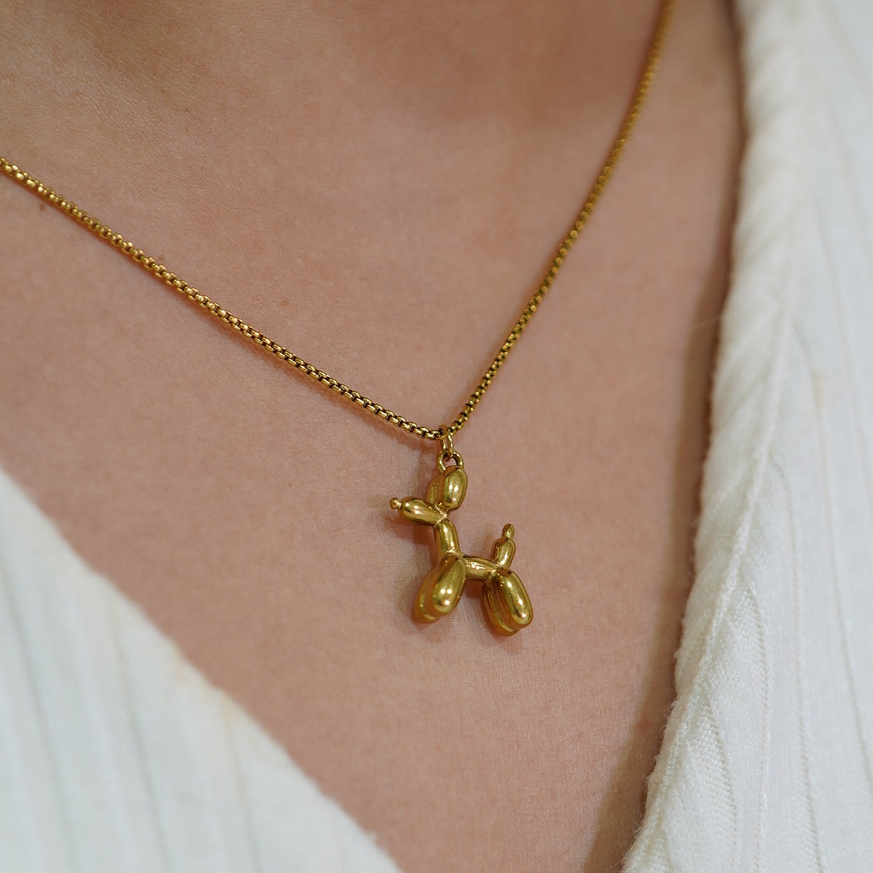 18K Gold Filled Water Proof Ballon Dog Necklace 1 each