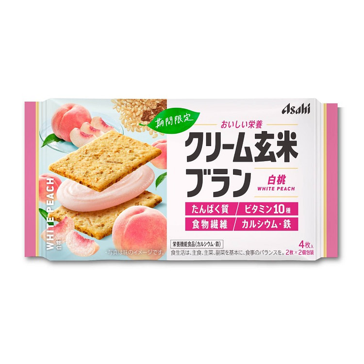 ASAHI White Peach Brown Rice Cookies 4pc 72 g (min 2)