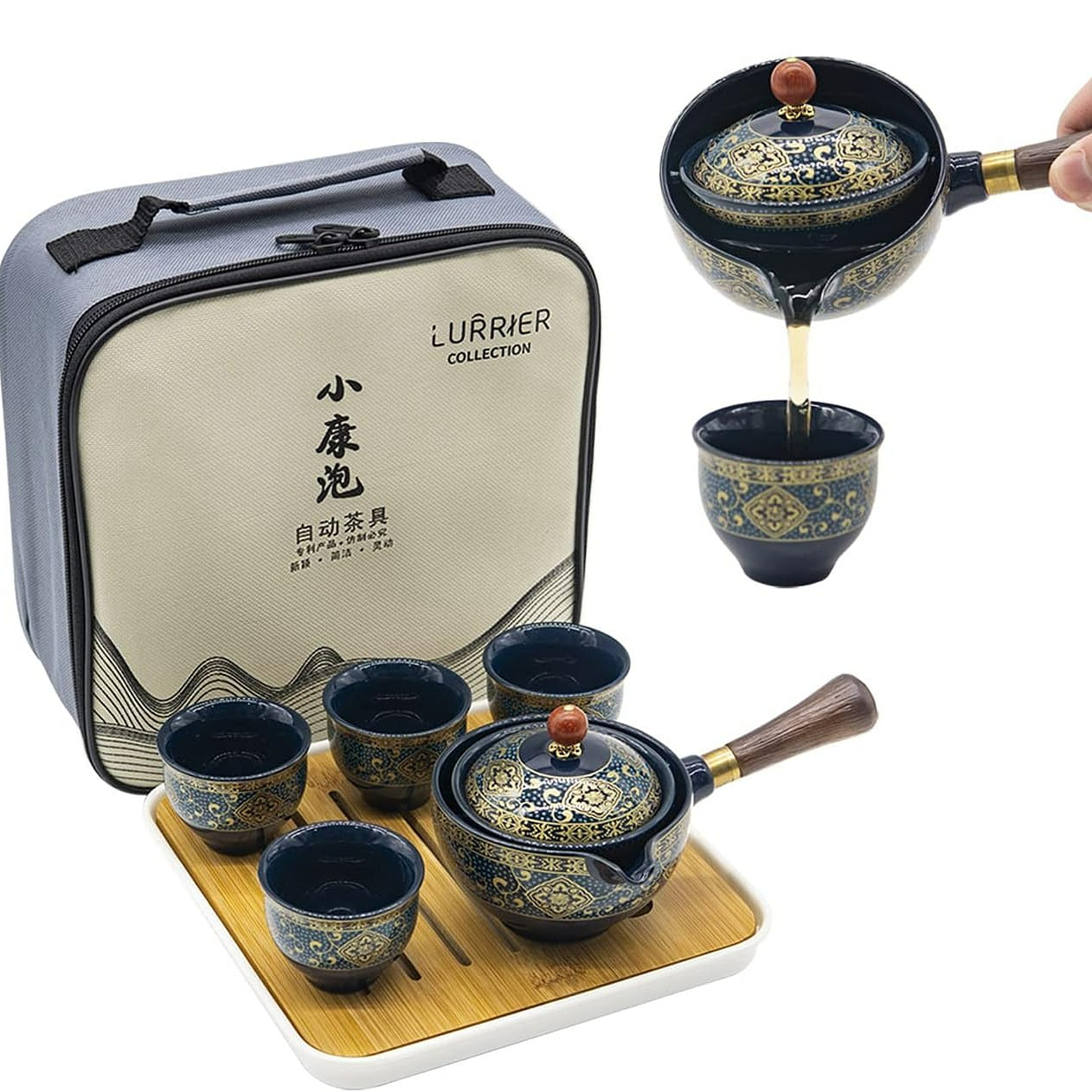 Porcelain Chinese Gongfu Tea Set Teapot Gift Bag 1 each