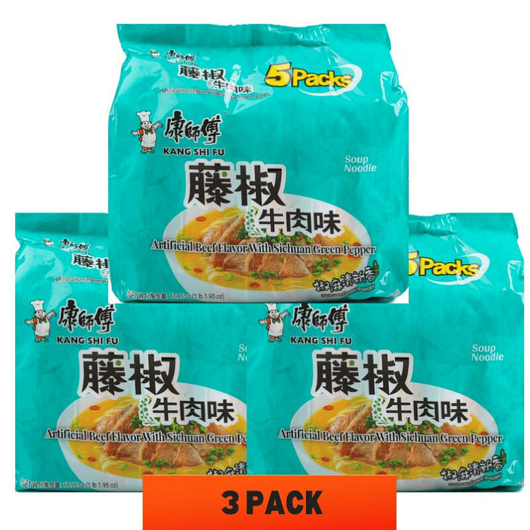 康师傅方便面藤椒牛肉味(102克*5连包)*3袋 102 克