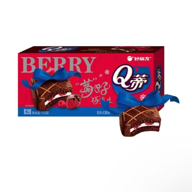 好丽友 Q蒂蛋糕莓果巧克力味派 6枚 168 克
