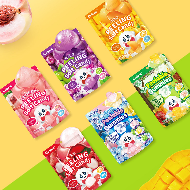 Cokoc 6 Bags of Peeling Fruit Animal Gummy