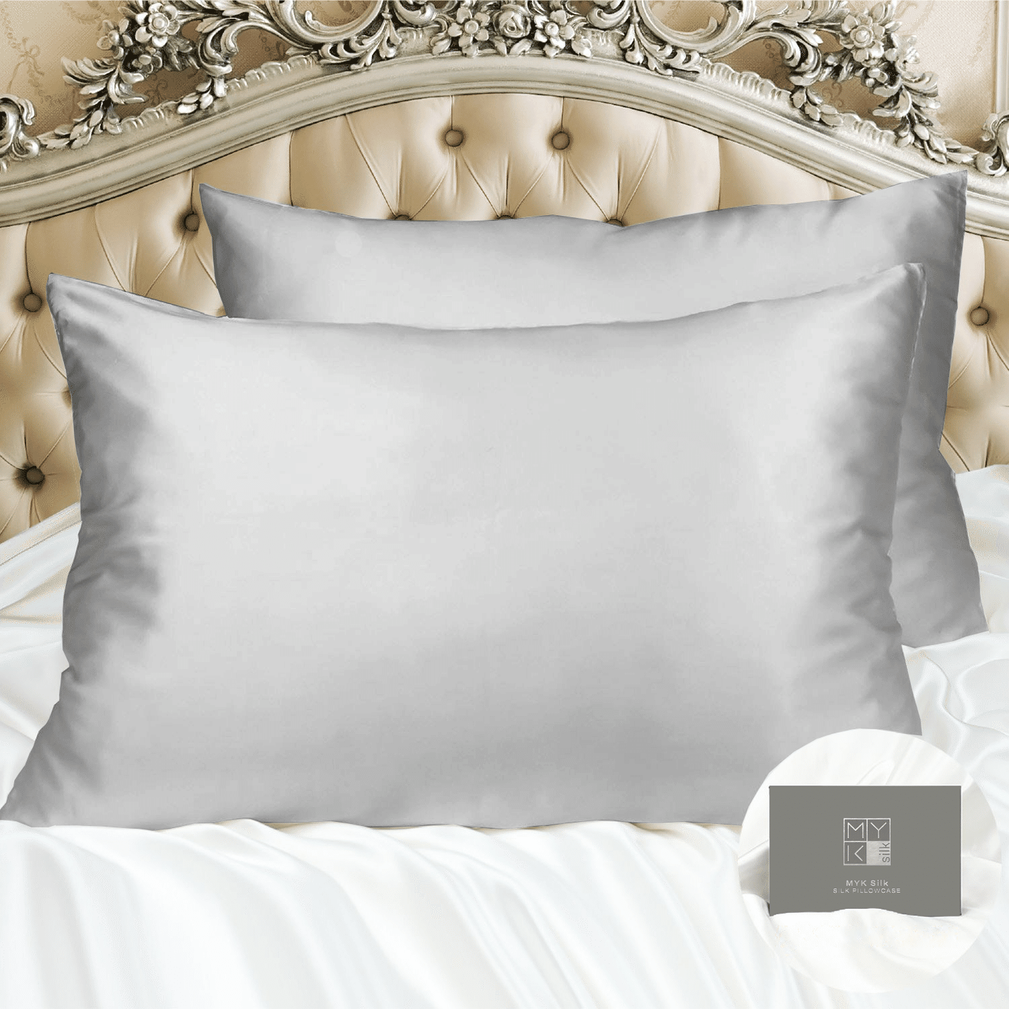 Luxury Mulberry Silk Pillowcase King French Grey 1 each