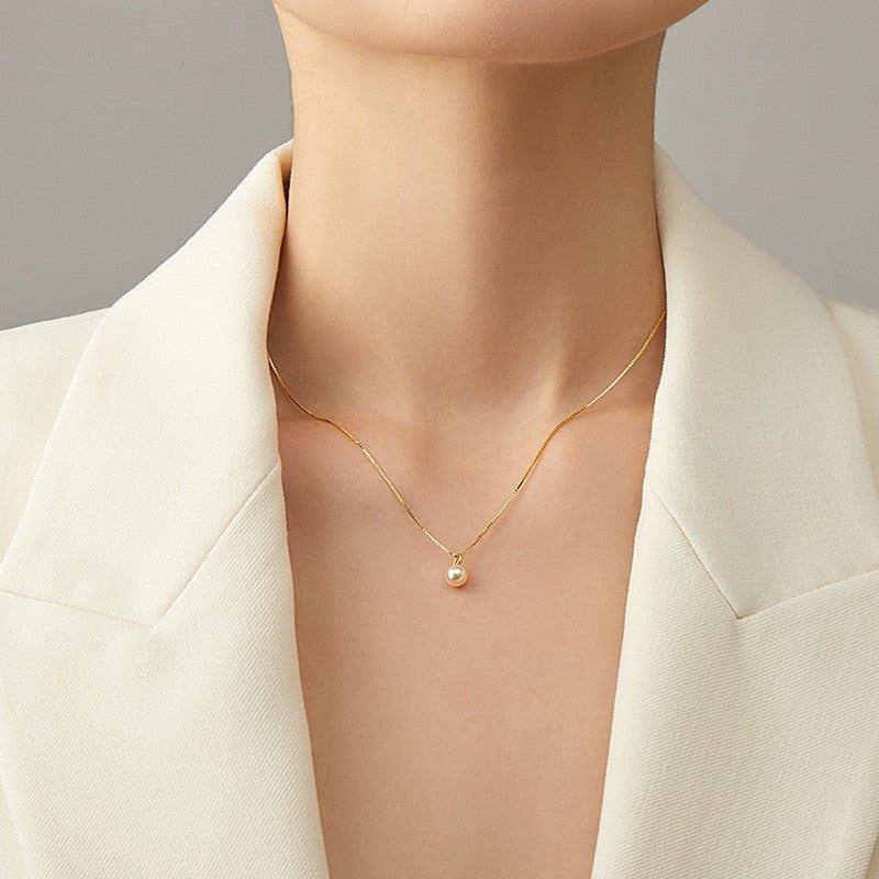 S925 Sterling Silver 18K Small Pearl Necklace 0 lb