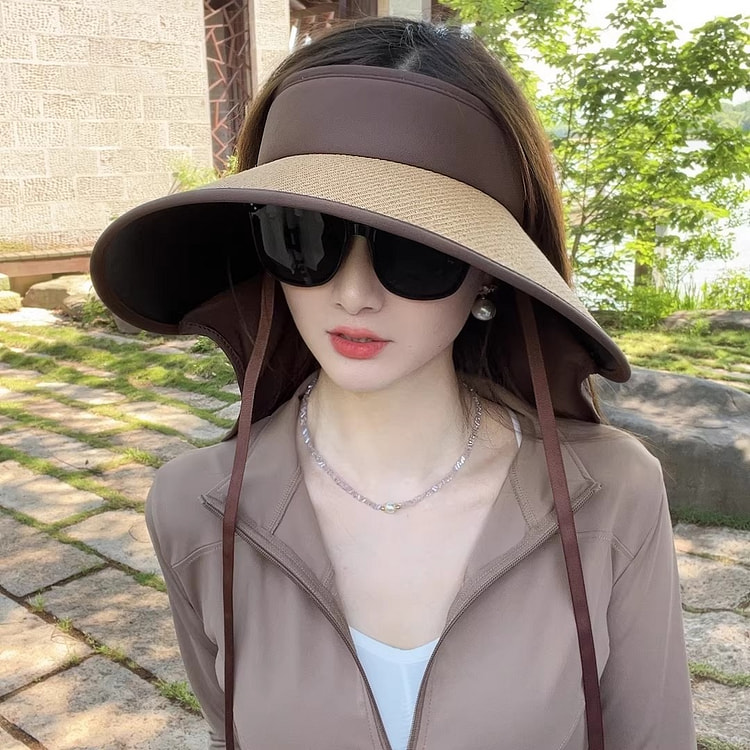 遮阳帽 女夏季空顶帽遮脸太阳帽大帽檐 1个 可折叠 1 份