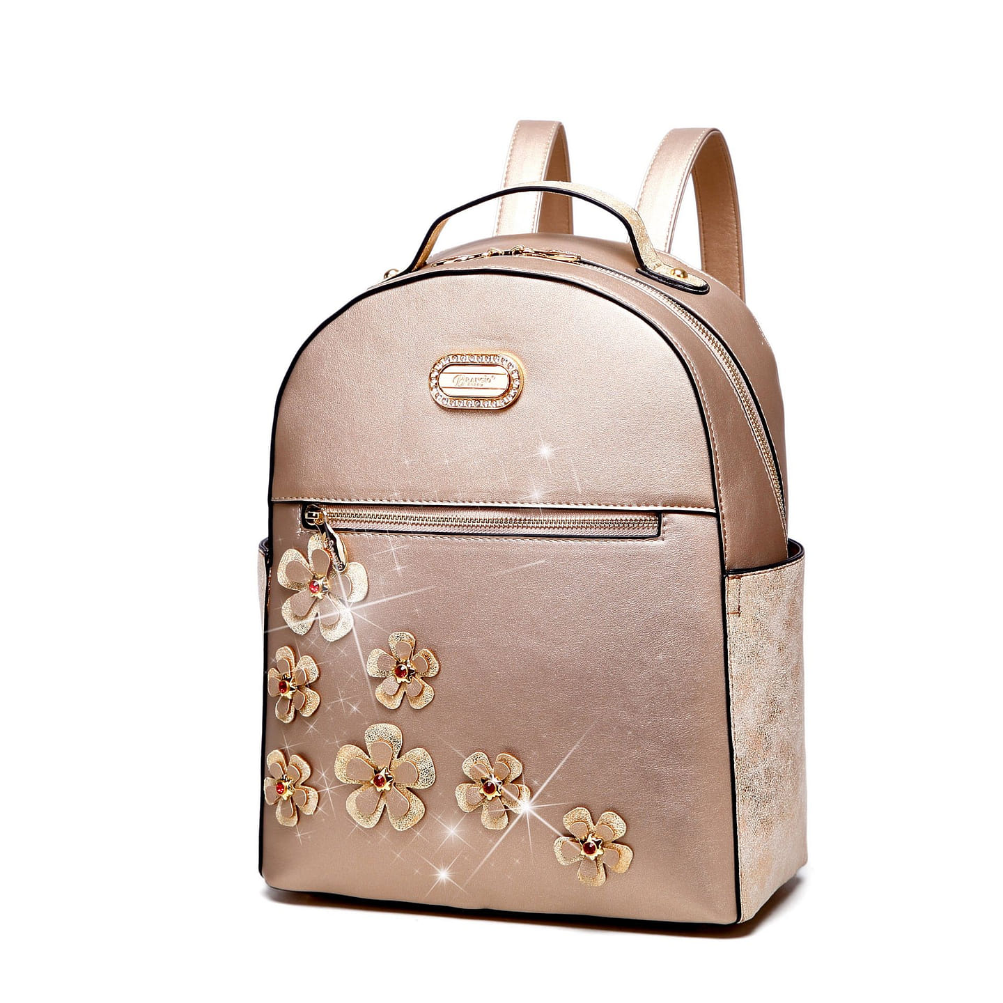 Twinkle Cosmos Handmade Floral Fashion Backpack Light Gold [KTB9558-LG] 1 each