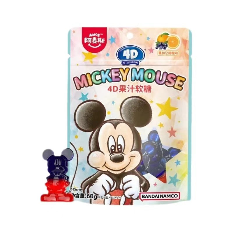 4D Shape Sanrio Fruit Jelly-Black Currant Sweet Orange Flavor-Kickey-Eight Bags 1 each