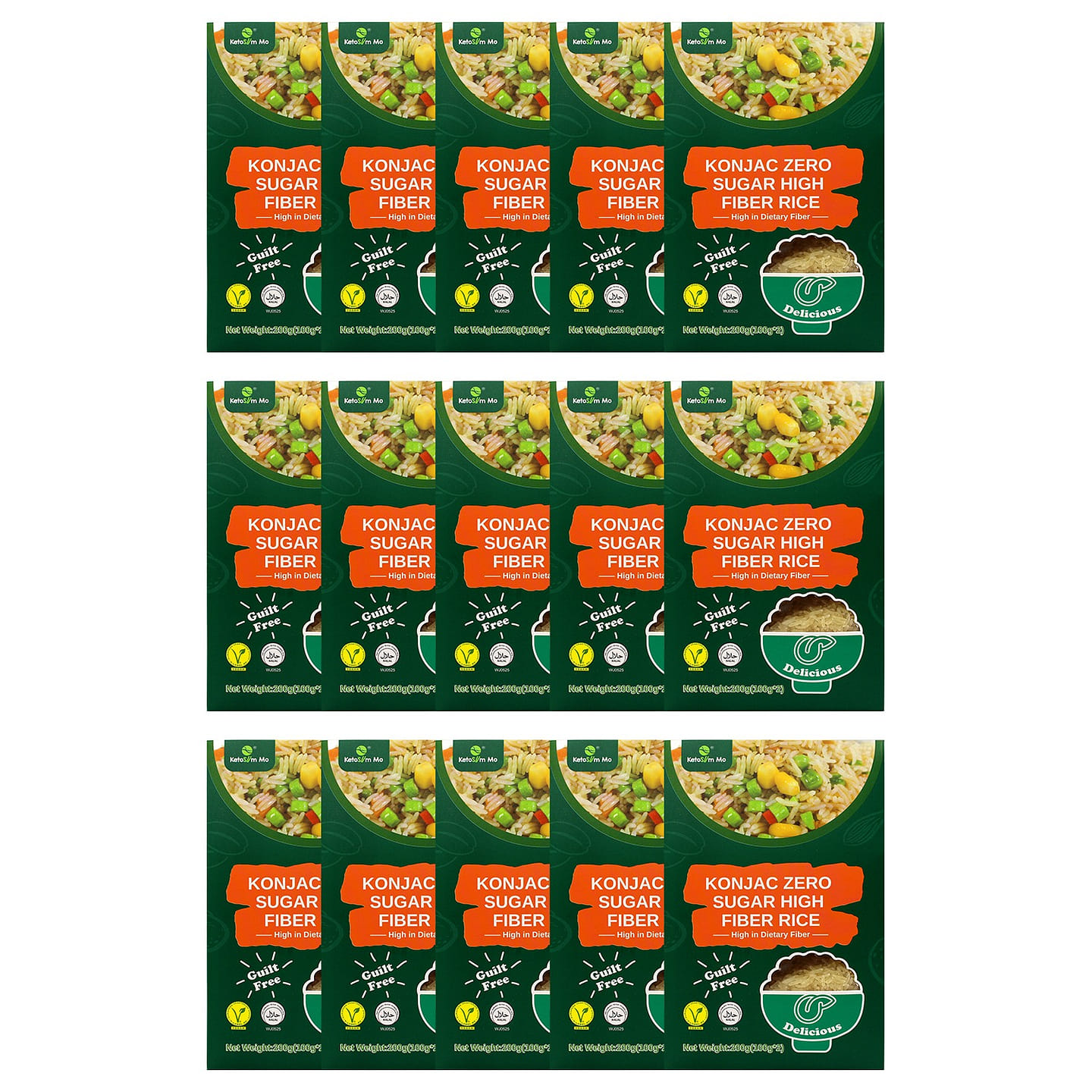 Konjac Zero Sugar High Fiber Rice 15 Pack 200 g*10 pack