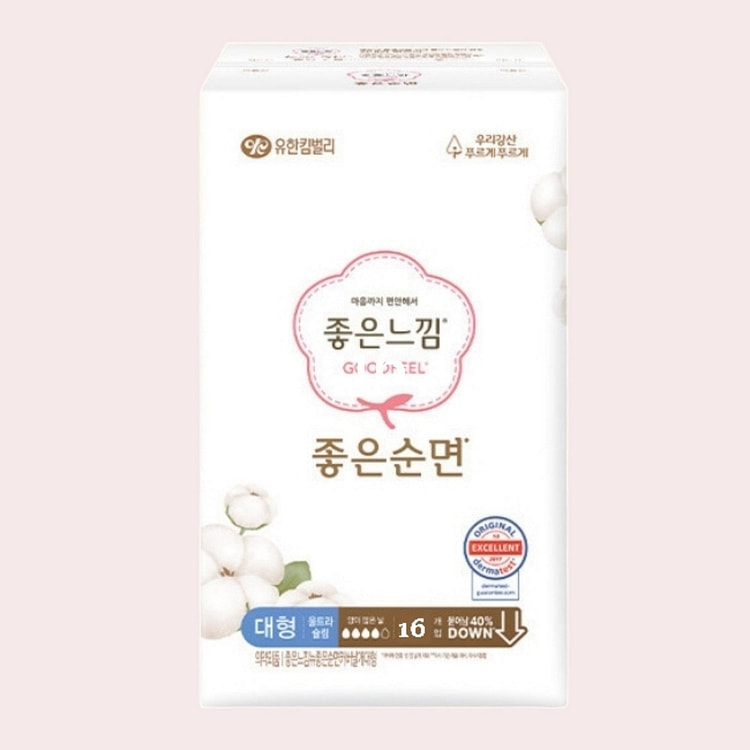 Good Feel 棉质表层超薄护翼卫生巾 大号 (29cm/11.4英寸) 16片装