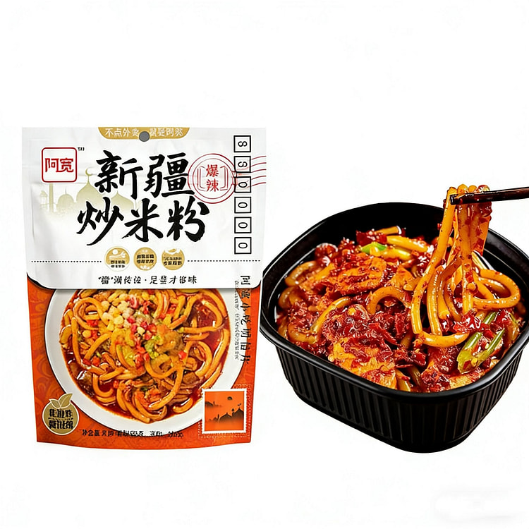 阿宽新疆炒米粉爆辣粗米粉干拌米线宿舍零食免煮冲泡 335 克